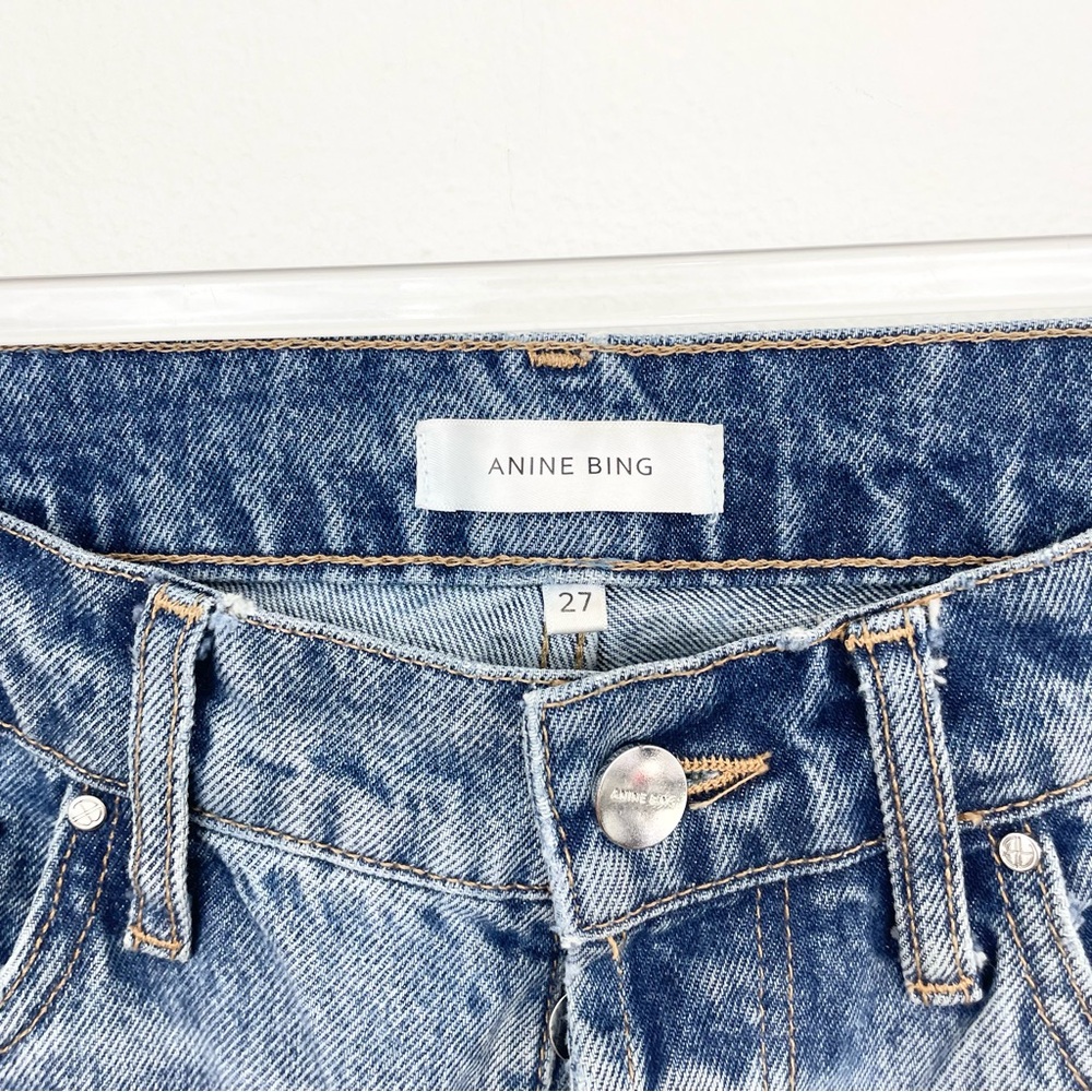 Anine Bing Blue Distressed Flare Jeans - Picture 4 of 8